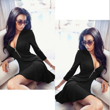 Solid plated V-Neck sexy  Summer 2017 dresses