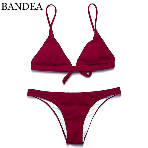 BANDEA 2017 Hot sling bikini solid color women swimwear bikini set