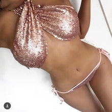 2017 Women High Neck Halter Bikini Brazilian Sexy Sequins Swimwear Swimsuits